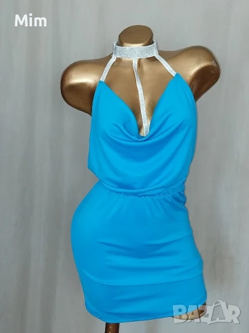 М Лятна синя рокля с гол гръб , снимка 5 - Рокли - 51210135