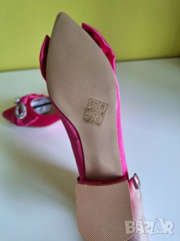Сатенени обувки цвят фуксия, снимка 6 - Дамски обувки на ток - 45525636