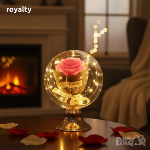 Лампа с роза и мека светлина – подарък, който остава и след празника, снимка 3 - Други стоки за дома - 52188746