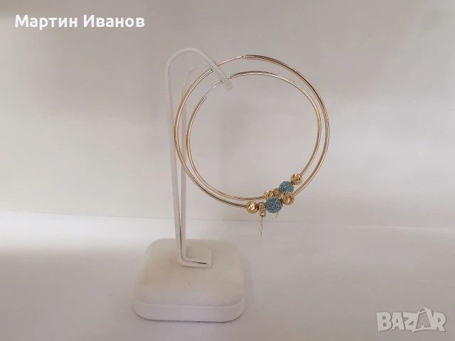 Златни обеци халки със здезда, снимка 3 - Обеци - 54155226