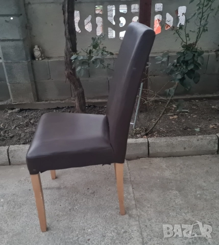 Трапезни столове 2 бр кафява кожа в топ състояние , снимка 3 - Столове - 51871078