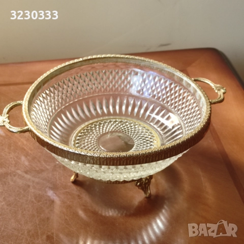 Кристална фруктиера, бонбониера 19 век, снимка 1