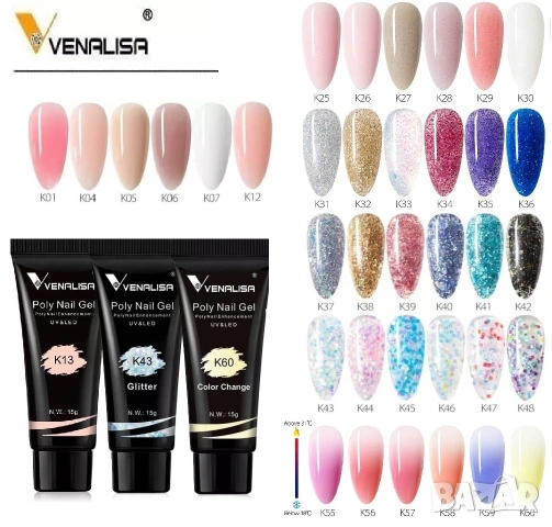 Venalisa PolyGel 15ml полигел термо , брокат , конфети , холограм