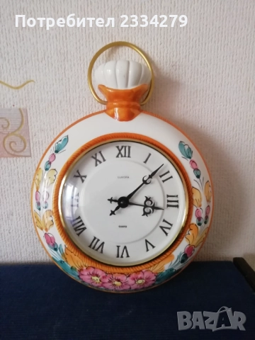 Стар бутиков часовник, авторска ръчно рисувана керамика, снимка 6 - Стенни часовници - 52883777