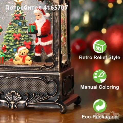 Коледен фенер с LED светлина, музика и таймер – празнична коледна декорация, снимка 2 - Декорация за дома - 52841401