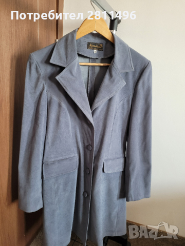 Дълго дамско сако в сив цвят  - размер S, снимка 1 - Сака - 44953723