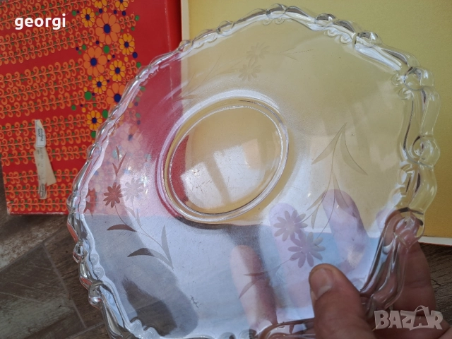 немско плато за торта поднос Walther kristallglass 8/2, снимка 2 - Прибори за хранене, готвене и сервиране - 51765039
