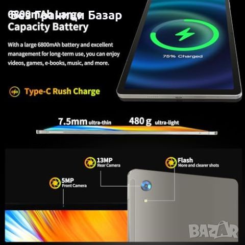 Нов Таблет MUJENYZ 11", 10GB RAM, 128GB ROM, 2K IPS, WiFi 6, Android 13, снимка 5 - Таблети - 45965261