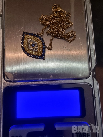 14к златен синджир с диаманти и сапфири 