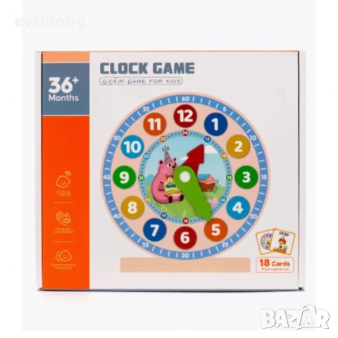 Дървен сортер,часовник,образователна игра, снимка 3 - Музикални играчки - 53838087