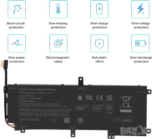 ASUNCELL 52Wh VS03XL лаптоп батерия за HP Envy 11.55V, снимка 6 - Батерии за лаптопи - 45118941