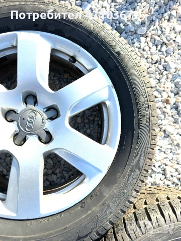 Оригинални 17 джанти от Audi 5x112 Et25, 7J с гуми 235/55 Dunlop, снимка 6 - Гуми и джанти - 53843590