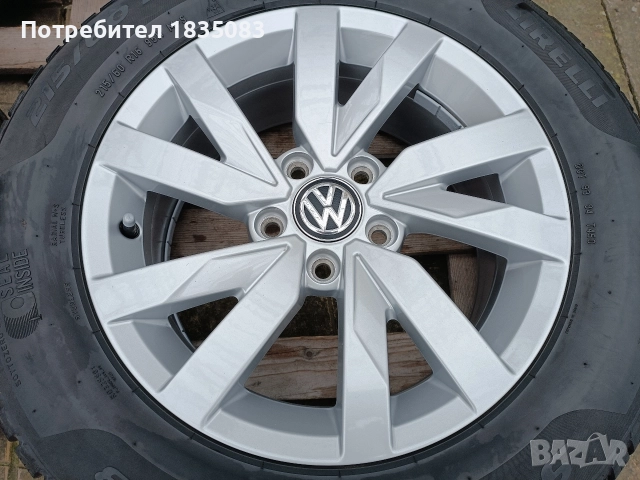 Лети джанти 16ки 5х112 VW + зимни гуми 215/60/16 Pirelli, снимка 6 - Гуми и джанти - 52816609