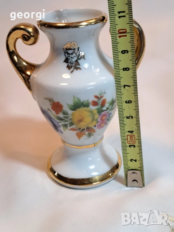 порцеланова вазичка Limoges с рози и позлата М1, снимка 5 - Декорация за дома - 52983601