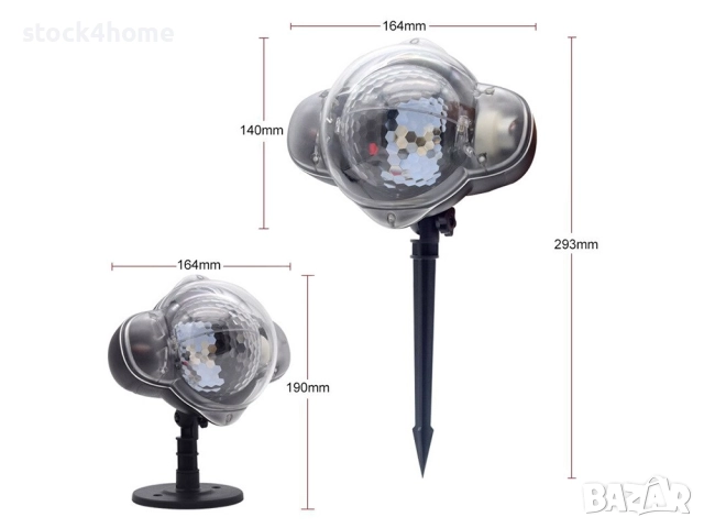 Лазерен проектор падащ сняг, LED, snow fall ефекти, снежинки, 5VDC, снимка 3 - Декорация за дома - 52558855
