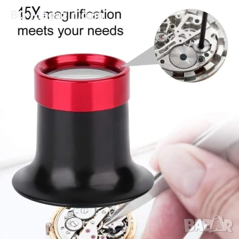 Часовникарска увеличителна мощна лупа за глава 15X око бижутери ремонт часовници професионална, снимка 3 - Други инструменти - 50921252