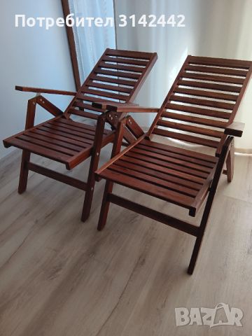 Градинска маса с 6 стола и две градински сгъваеми дървени кресла, снимка 5 - Градински мебели, декорация  - 46416898