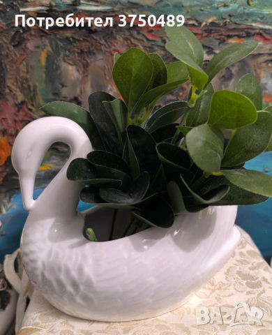Фигурка на лебед -кашпа, снимка 8 - Декорация за дома - 53435062