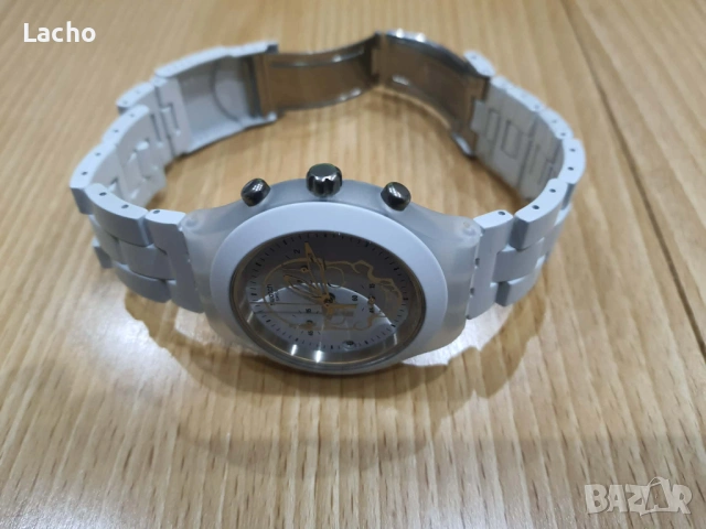 Swatch Full-Blooded White Skull SVCW4000AG – Irony Diaphane Chrono, 43mm, Swiss Made, снимка 5 - Мъжки - 53624026