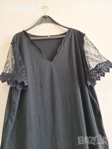 СТРАХОТНА РОКЛЯ С ЕФЕКТНИ РЪКАВИ 3XL-4XL, снимка 5 - Рокли - 51076483