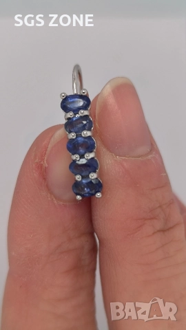 сребърни обеци с изумруди, рубини и сапфири, снимка 12 - Обеци - 51758284