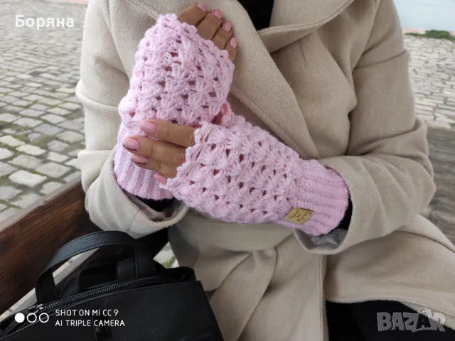 Handmade дамски ръкавици без пръсти с лого, снимка 6 - Ръкавици - 49680236