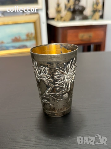 Стара калаена чаша - Арт Нуво XIX -  XX век. №7936, снимка 2 - Колекции - 53795262