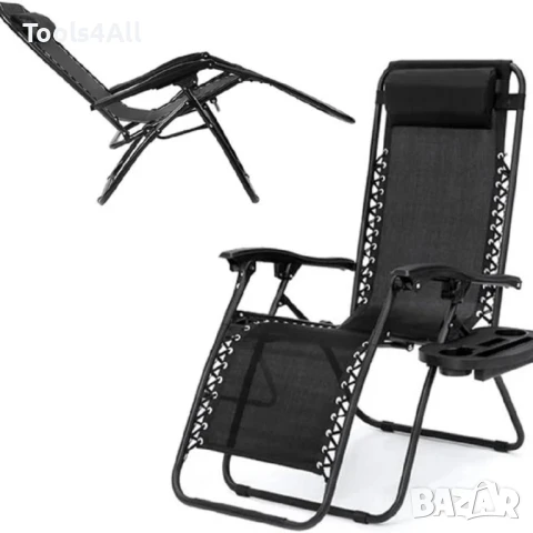 2 броя, Сгъваем, шезлонг/стол с възглавница, снимка 6 - Градински мебели, декорация  - 50828745