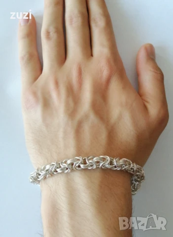 Сребърна гривна кралска плетка-999 сребро , снимка 2 - Гривни - 50640864