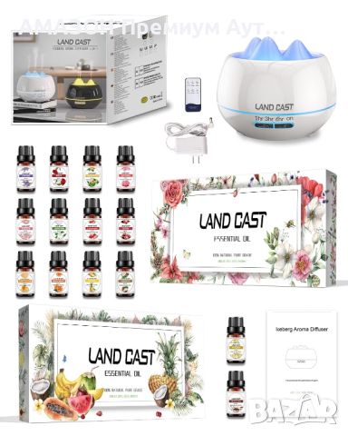 Комплект дифузер за етерични масла LAND CAST 500 ml/14 етерични масла/дистанционно/14 цвята , снимка 5 - Настолни лампи - 45267035