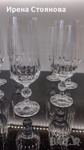 Комплект от 6 кристални чаши за бяло вино/шампанско. , снимка 10 - Чаши - 44969041