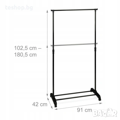 Метална закачалка/стойка за дрехи Relaxdays черна, снимка 4 - Закачалки - 53716047