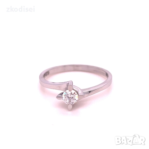 Златен дамски пръстен с диамант 0,13Ct. чистота:VS размер:54 модел:34035-1, снимка 2 - Пръстени - 51615815