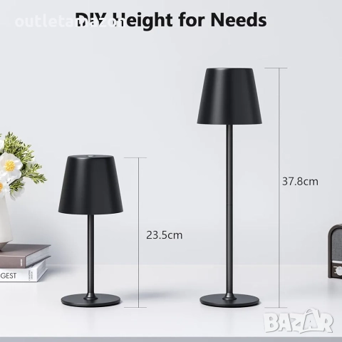 Акумулаторна настолна лампа, комплект от 2 броя, снимка 5 - Настолни лампи - 52664044