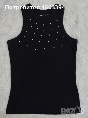 черен потник с перлички, снимка 3 - Потници - 52264893
