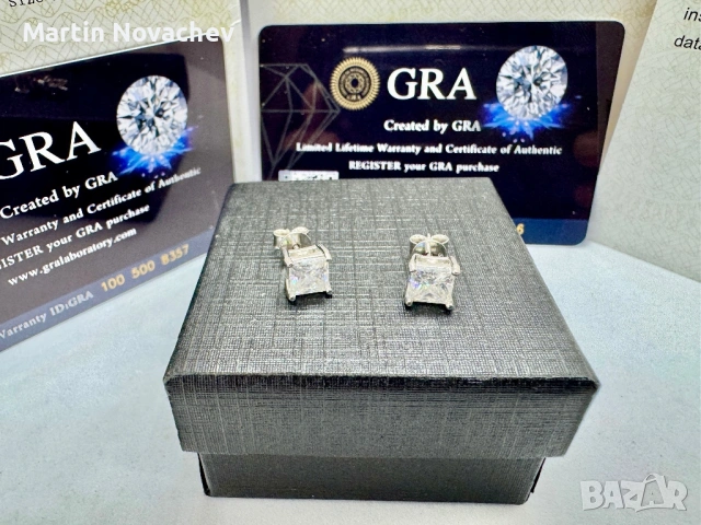Сребърни обеци с мойсанит (Диамант) 1 карат, снимка 10 - Обеци - 53172550