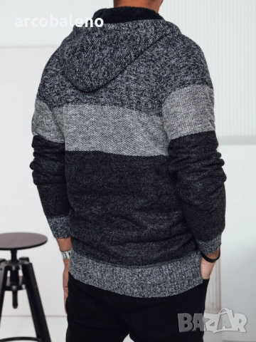 Мъжки изолиран пуловер с качулка, 2цвята , снимка 9 - Пуловери - 52476983
