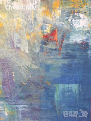 Цвятко Цветков 80см/голяма абстрактна българска картина масло върху платно/ексресионизъм, снимка 7 - Картини - 51454094