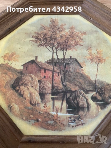 🌿 Винтидж декоративни пана с селски пейзажи (комплект от 4 бр.) 1970-1980г., снимка 3 - Антикварни и старинни предмети - 54244373