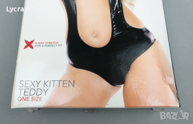 Kitten by Allure Lingerie one size (M/L) еротично ново боди с кожен/мокър ефект, снимка 2 - Бельо - 52958846