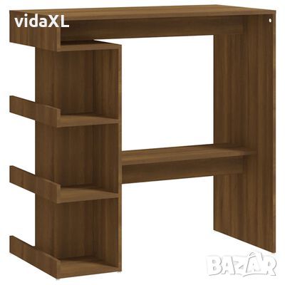 vidaXL Бар маса с шкаф за съхранение, кафяв дъб, 100x50x101,5 см, ПДЧ