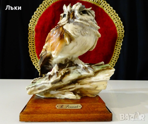 Порцеланова статуетка Бухал,Сова,Capodimonte от R.Pennati. , снимка 3 - Статуетки - 52900223