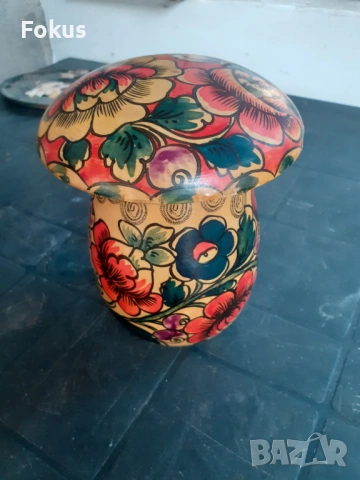 Руска дървена играчка гъба рисувана Матрьошка, снимка 2 - Антикварни и старинни предмети - 53280642