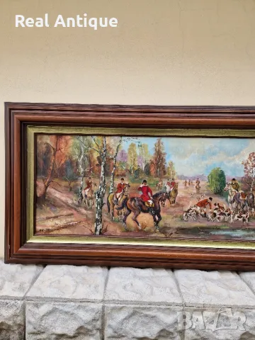 Топ- Уникална голяма антикварна авторска майсторска картина масло върху платно , снимка 5 - Картини - 50327949