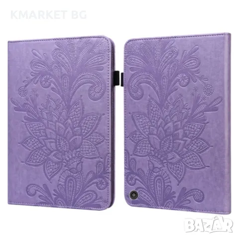 Amazon Kindle Fire HD 10 2021 / HD 10 Plus 2021 Flower Кожен Калъф и Протектор, снимка 8 - Калъфи, кейсове - 46977526