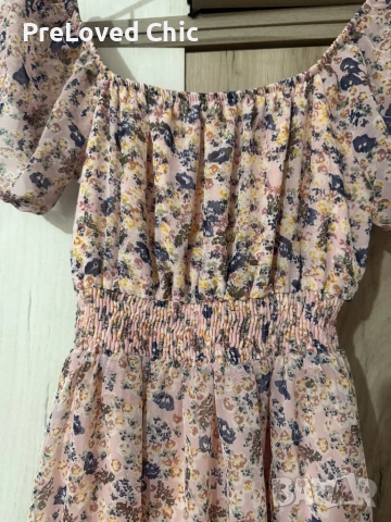 Розова рокля с цветя , снимка 2 - Рокли - 51586563