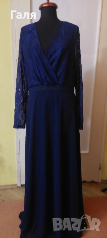 Дълга елегантна рокля с дантела размер М-Л, снимка 4 - Рокли - 51930543