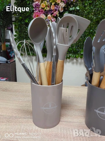 Комплект кухненски прибори 11 бр. в кръгла поставка., снимка 3 - Прибори за хранене, готвене и сервиране - 53587782