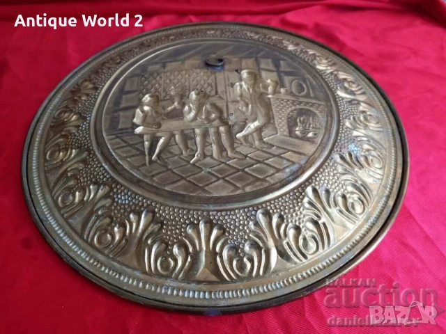 БАРОКОВА Месингова Релефна Чиния ,Пано за Стена с Позлата 2, снимка 5 - Антикварни и старинни предмети - 53271270