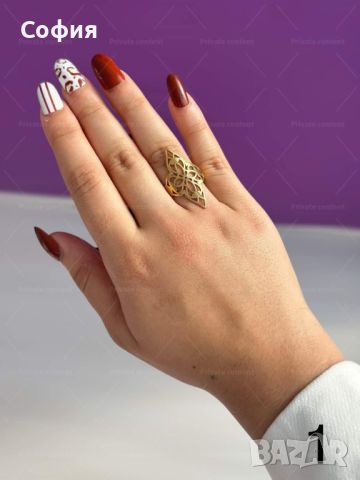 Голям дамски пръстен от неръждаема стомана с интересен дизайн, снимка 1 - Пръстени - 45454723